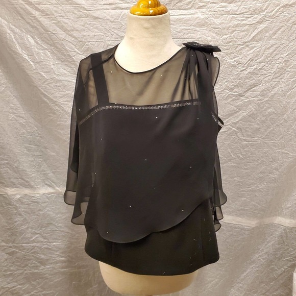 Gigi's Closette Glenview Women's Black Matching Set Pants and Top with Rhines... - Picture 1 of 9